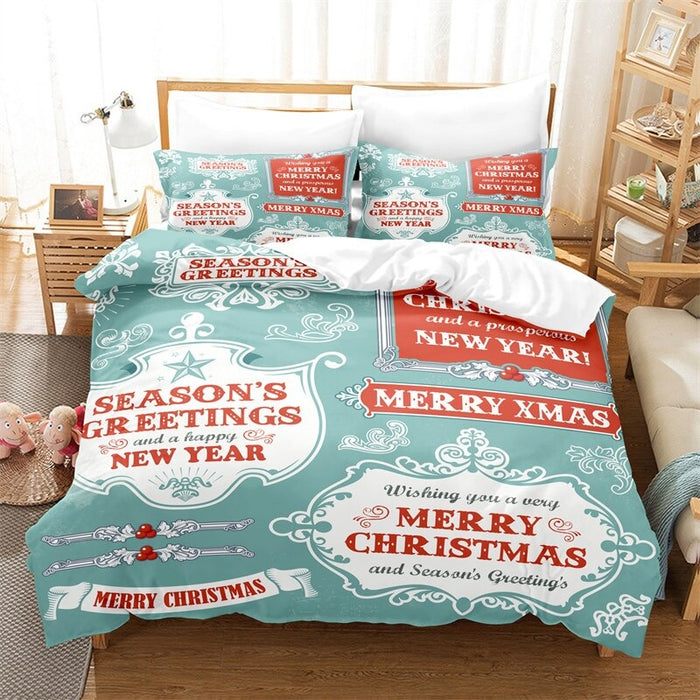 Green Christmas Printing Duvet Cover Bedding Set