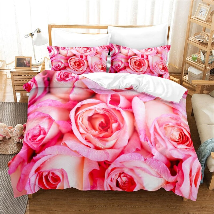 Colorful Roses Floral Digital Printed Bedding Set