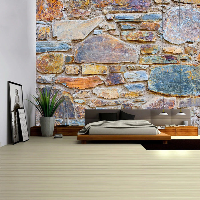3D Colored Stone Brick Retro Tapestry Wall Hanging