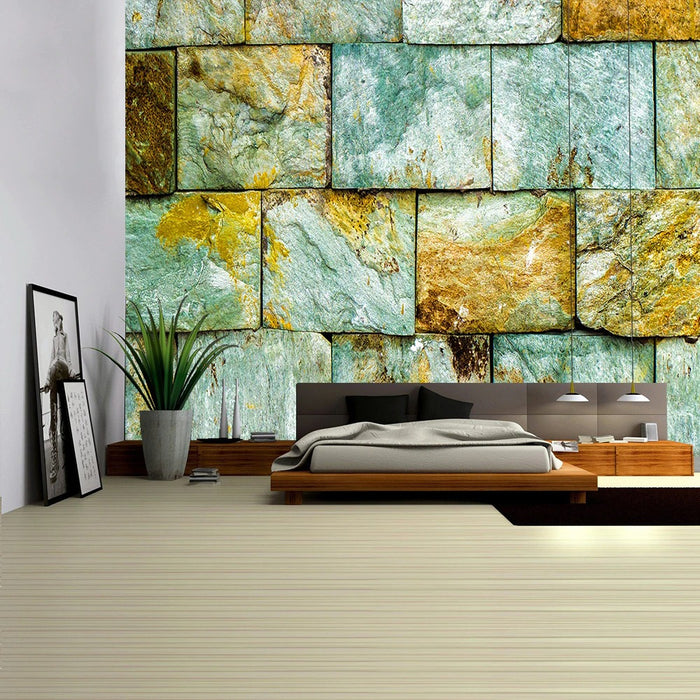 3D Colored Stone Brick Retro Tapestry Wall Hanging