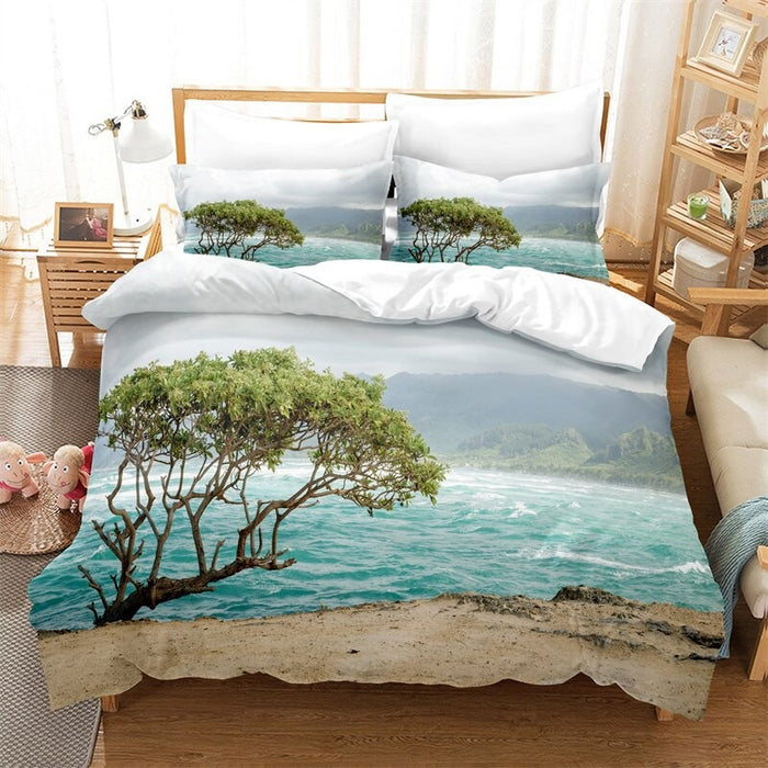 Beach View Printed Bedding Set
