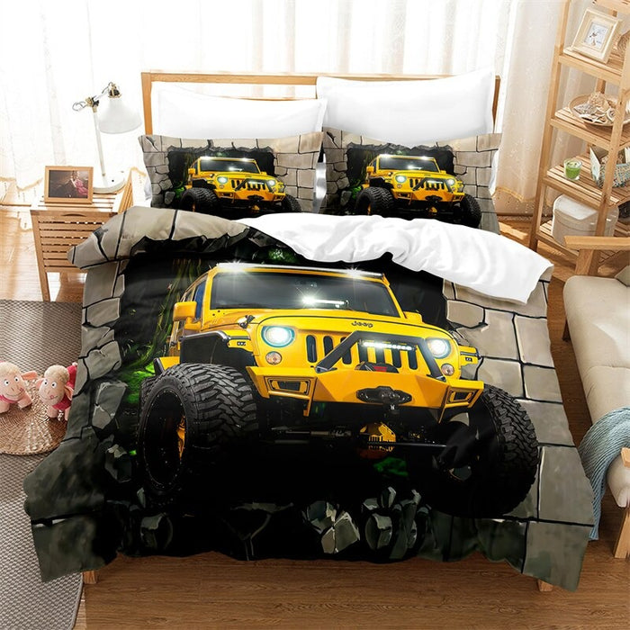 Cartoon Cars Printed Duvet Bedding Set