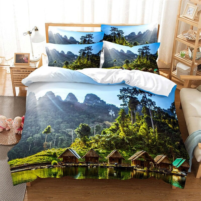Green Grassland Digital Printed Bedding Set