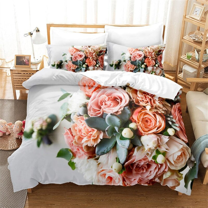 Colorful Roses Floral Digital Printed Bedding Set