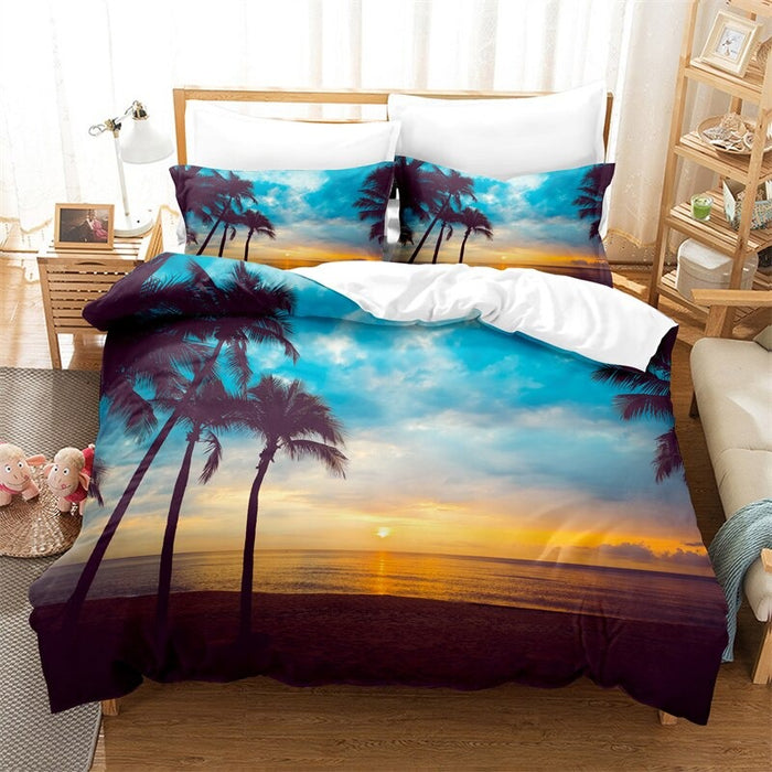 Beach View Printed Bedding Set
