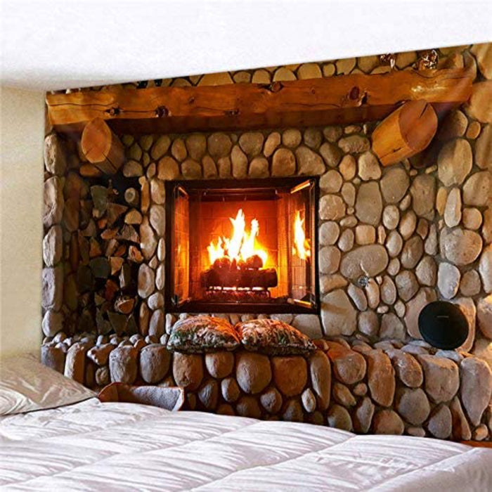 Firplace Tapestry Art Retro Stove Print Tapestry Art Wall Hanging Tapestry Room Bedspread Decor
