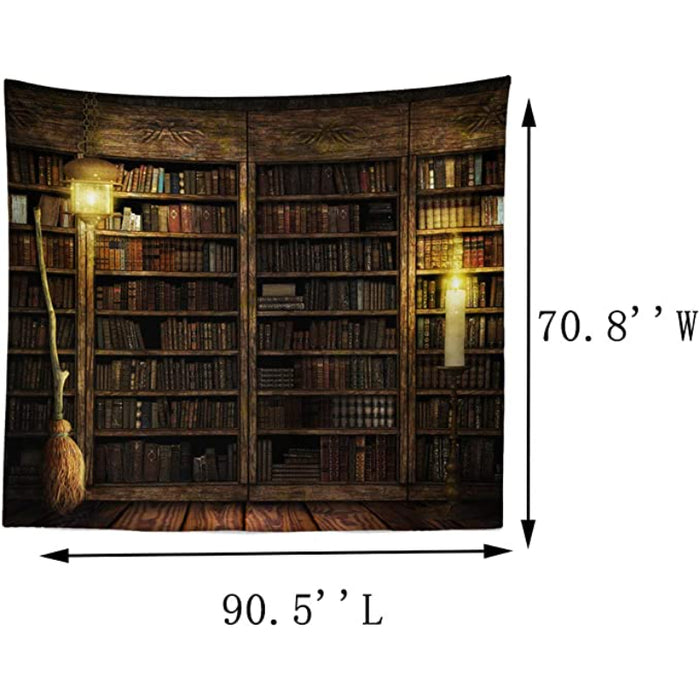 Vintage Bookshelf Tapestry Wall Hanging - Study Room Picture Art Tapestry Retro Bookshelf Wall Art Library Bohemian Hippie Wall Tapestries Bedroom College Dorm Decor