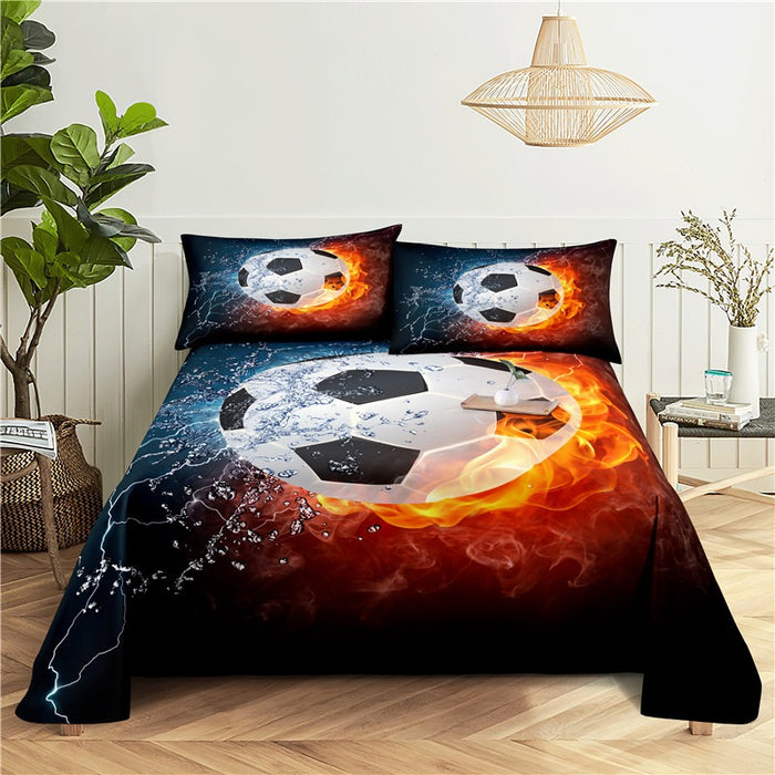 Football Print Bed Flat Bedding Set
