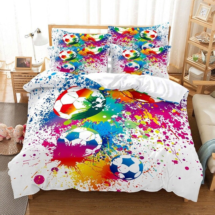3D Colorful Football Printed Bedding Set