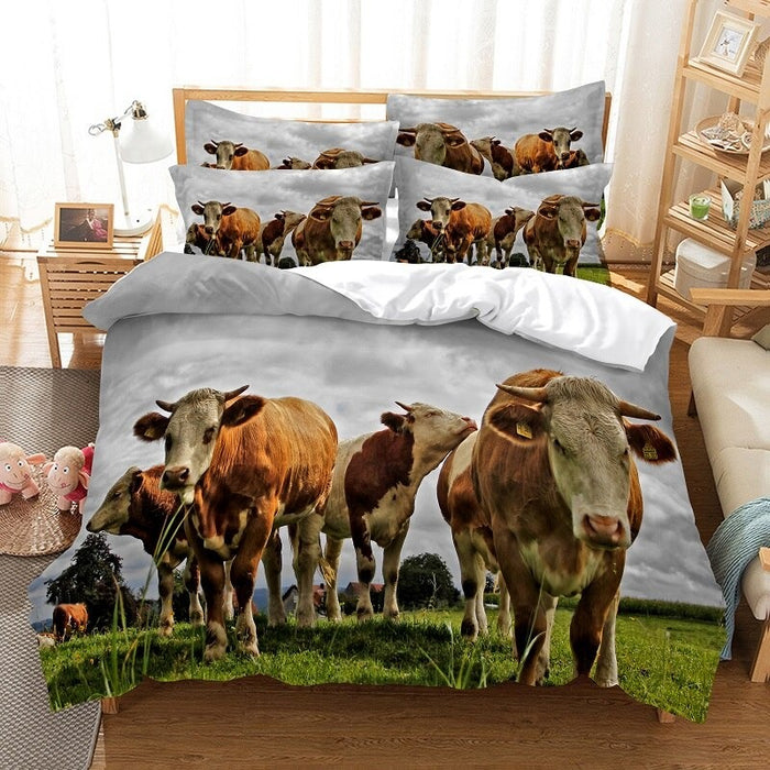 3D Cow Bedding Set