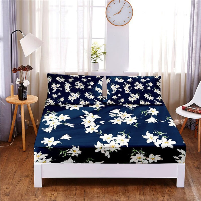 Flowers Pattern Digital Printed 3pc Polyester Bedding Set