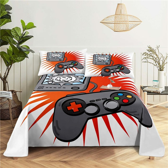 Game Handle Printed Bed Flat Bedding Set