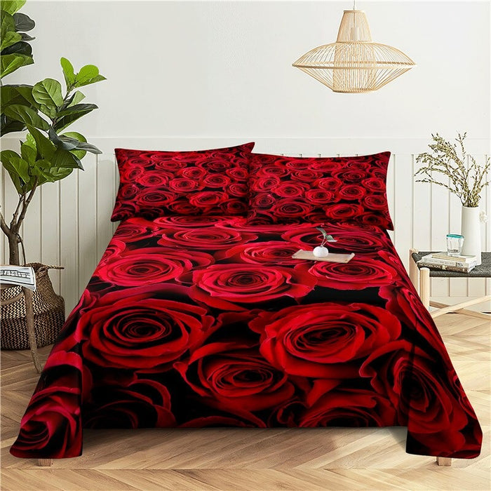 Red Roses Printed Bedding Set
