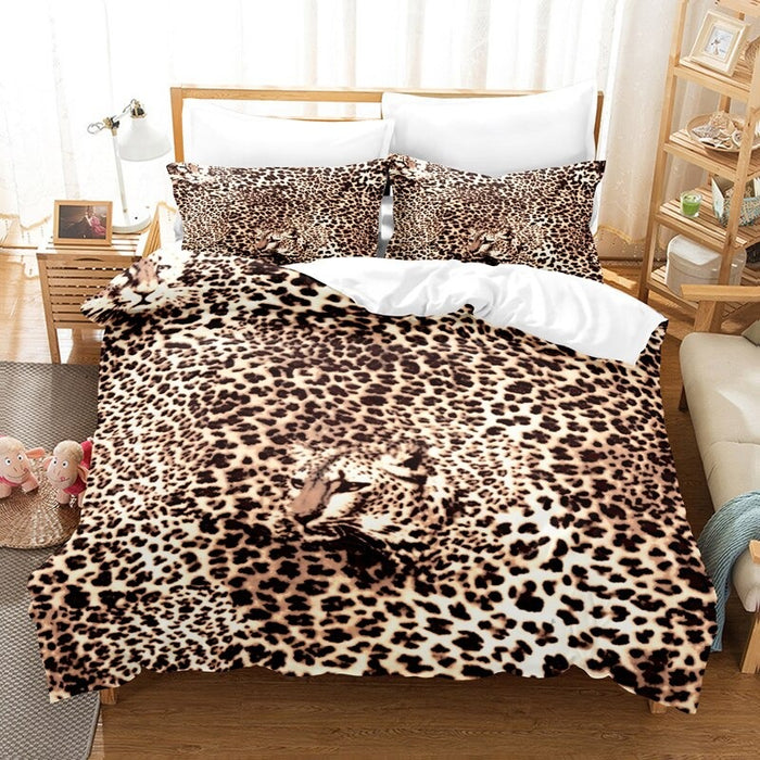 Leopard Pattern Duvet Cover & Pillowcase Complete Set