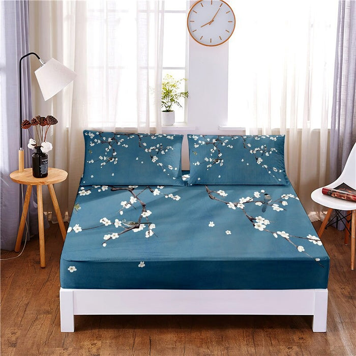 Plum Blossom Digital Printed 3pc Polyester Bedding Set