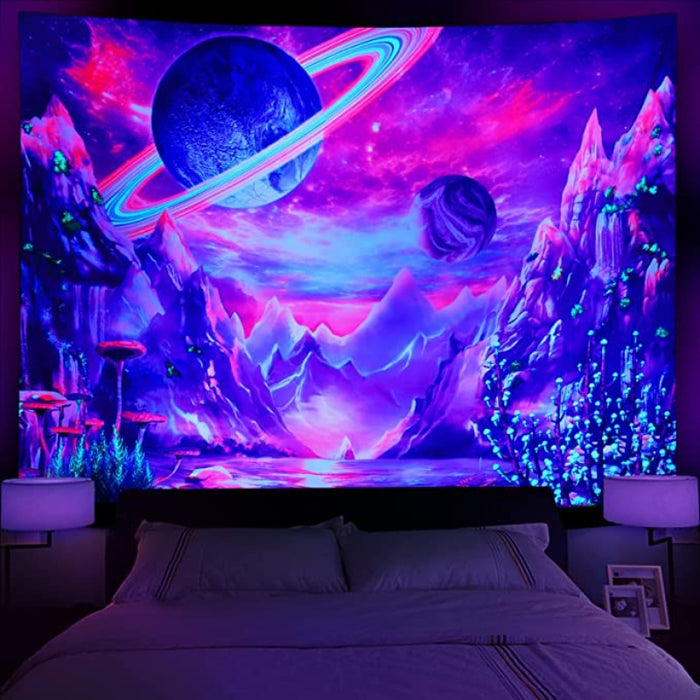 Blacklight Planet Tapestry Wall Hanging Tapis Cloth