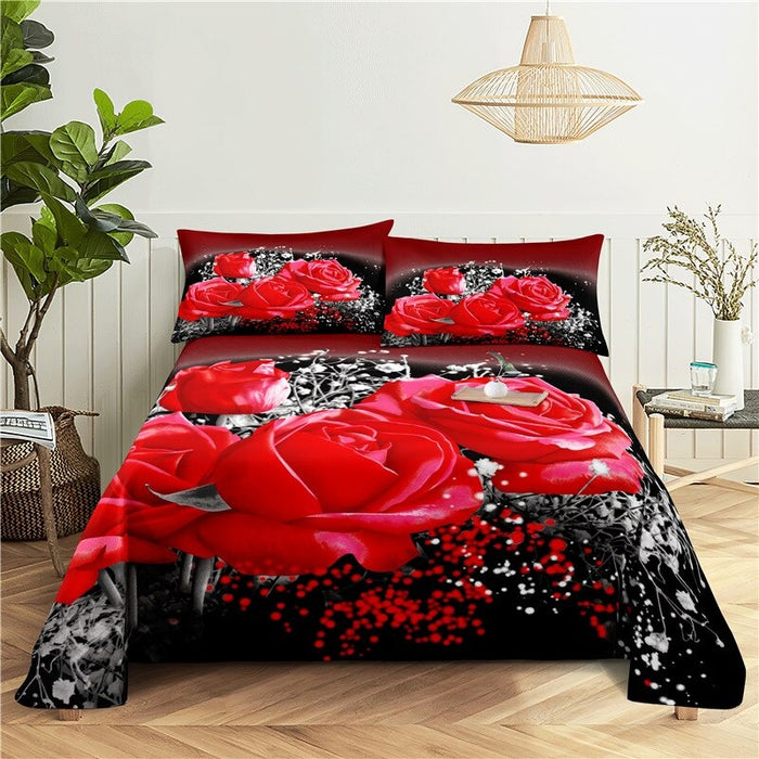 Red Roses Printed Bedding Set