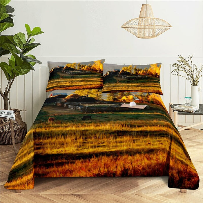 Printed Oil Painting Bedding Set