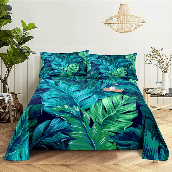 Banana Leaf Print Bed Flat Bedding Set