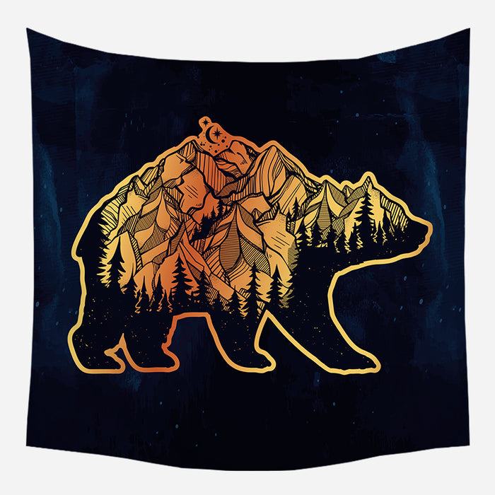 Mountains Back Bear Tapestry Wall Hanging Tapis Cloth