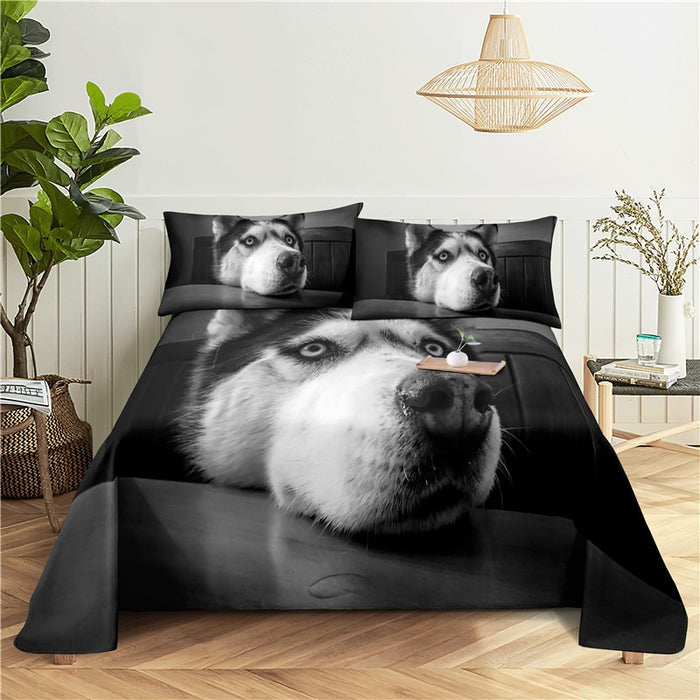 Dogs Print Bed Flat Bedding Set