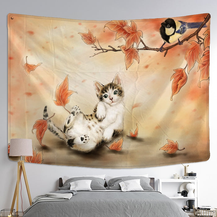 Baby Cat Printed Tapestry Wall Hanging Tapis Cloth