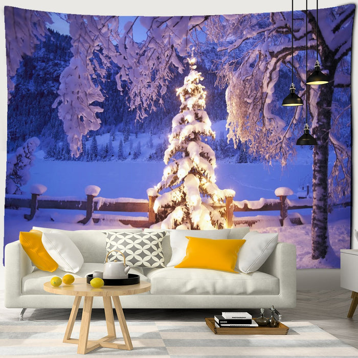 Snow Christmas Tree Tapestry Wall Hanging Tapis Cloth