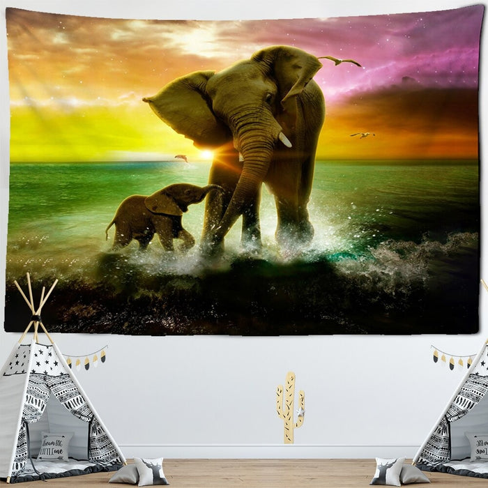 Elephant Tapestry Wall Hanging Tapis Cloth
