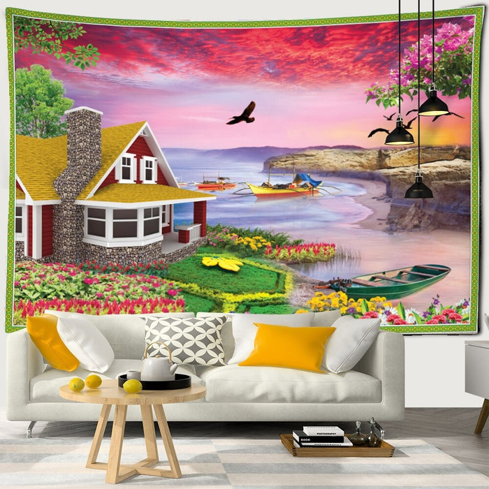 Corridor Landscape Scenery Tapestry Wall Hanging Tapis Cloth