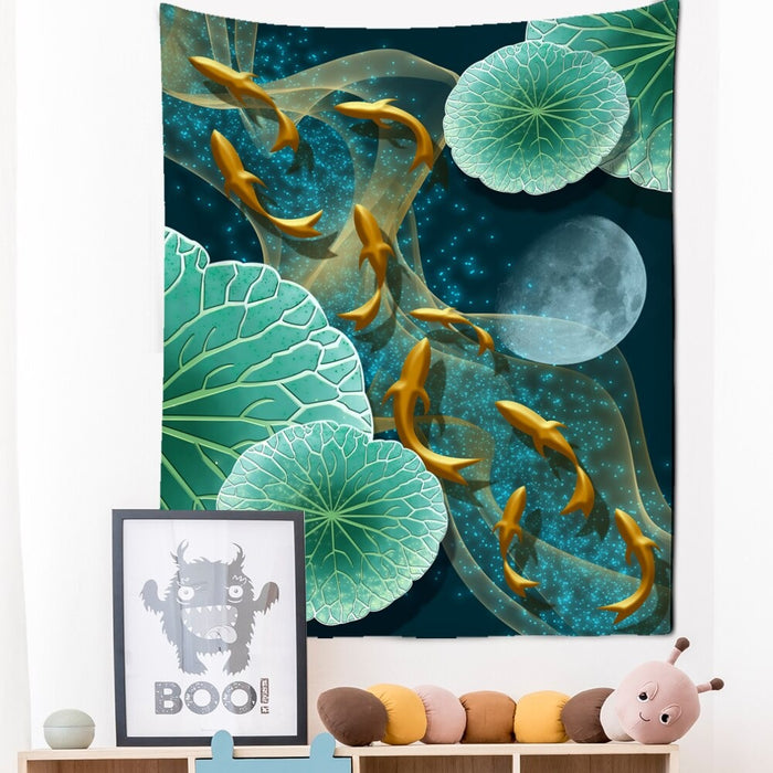 Bohemian Koi Oil Painting Tapestry Wall Hanging Tapis Cloth