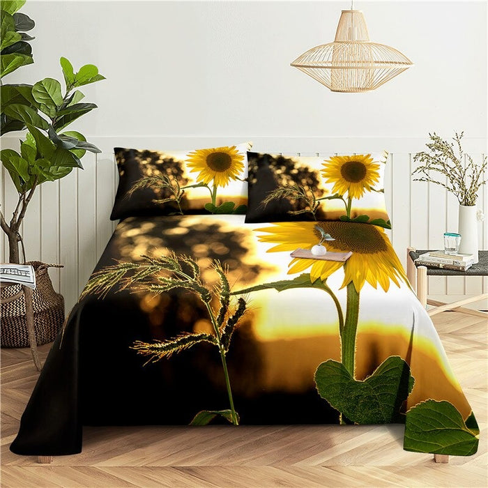 Printed Sun Flower Bedding Set