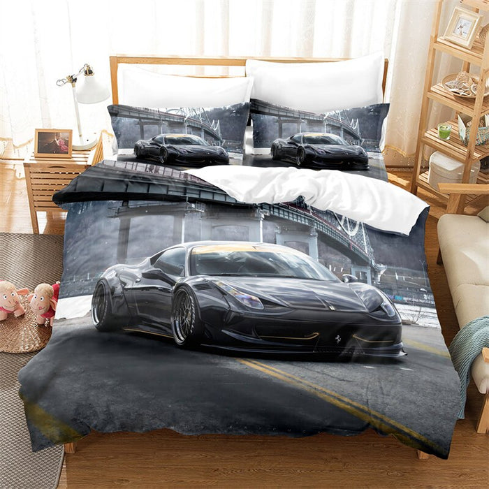 Racing Cars 3D Printed Duvet Cover Bedding Set