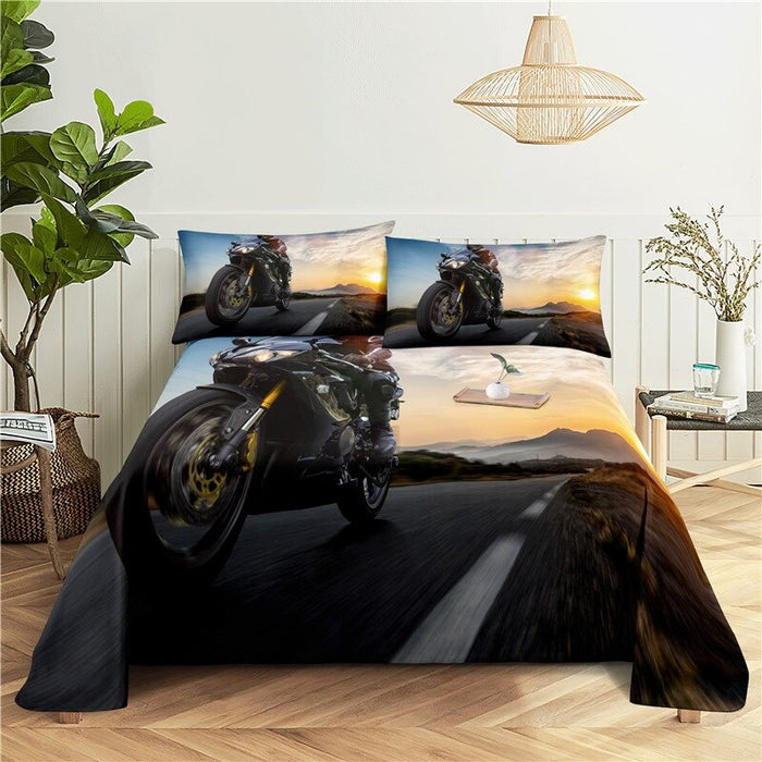 Motorcycle Bed Flat Bedding Set