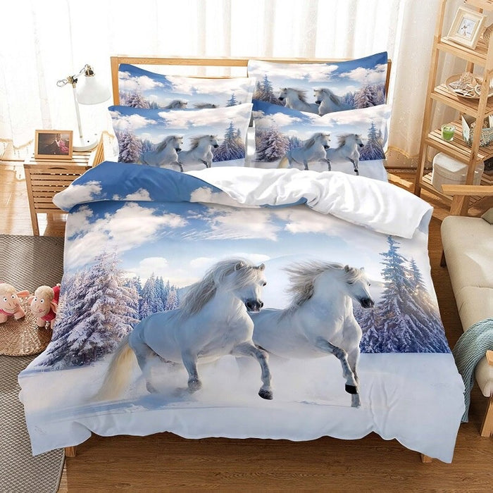 Horse Printing Duvet Cover Bedding Set