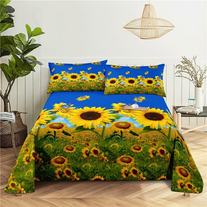 Printed Sun Flower Bedding Set