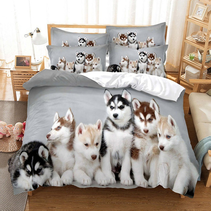 Group Dog Printing Duvet Cover Bedding Set