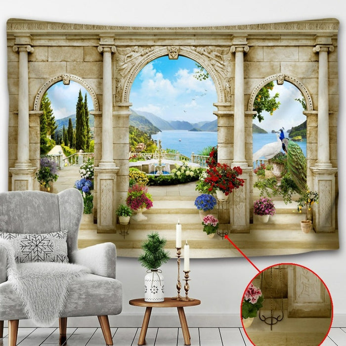 Colorful Landscape Tapestry Wall Hanging Tapis Cloth