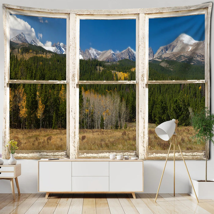 3D Window Scenery Decorative Tapestry Wall Hanging