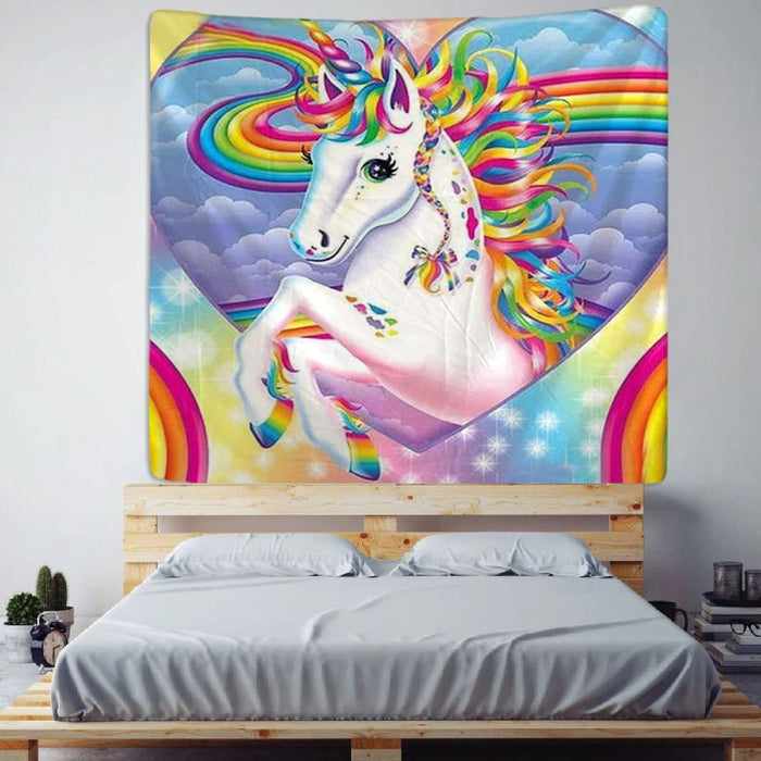 Rainbow Unicorn Tapestry Wall Hanging Tapis Cloth