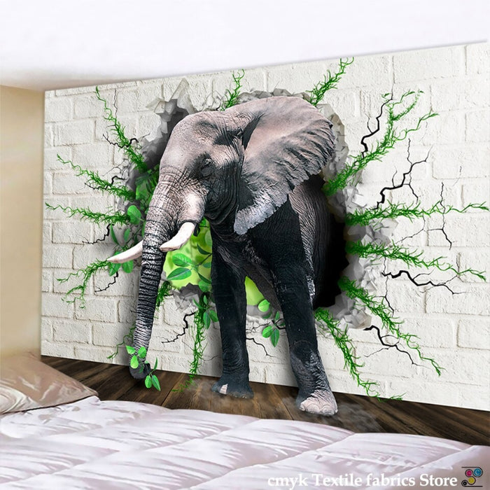 Realistic Elephant Tapestry Wall Hanging Tapis Cloth