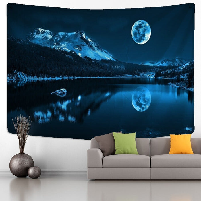 Psychedelic Moonlight Night View Tapestry Wall Hanging Tapis Cloth