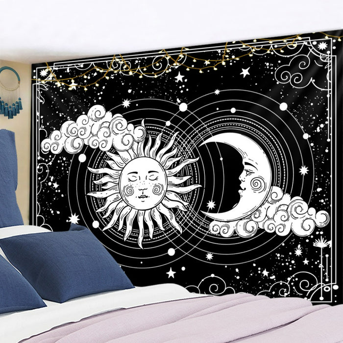 Golden Sun Moon Tapestry Wall Hanging Tapis Cloth
