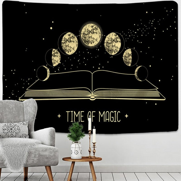 Moon Phase Moth Tapestry Wall Hanging