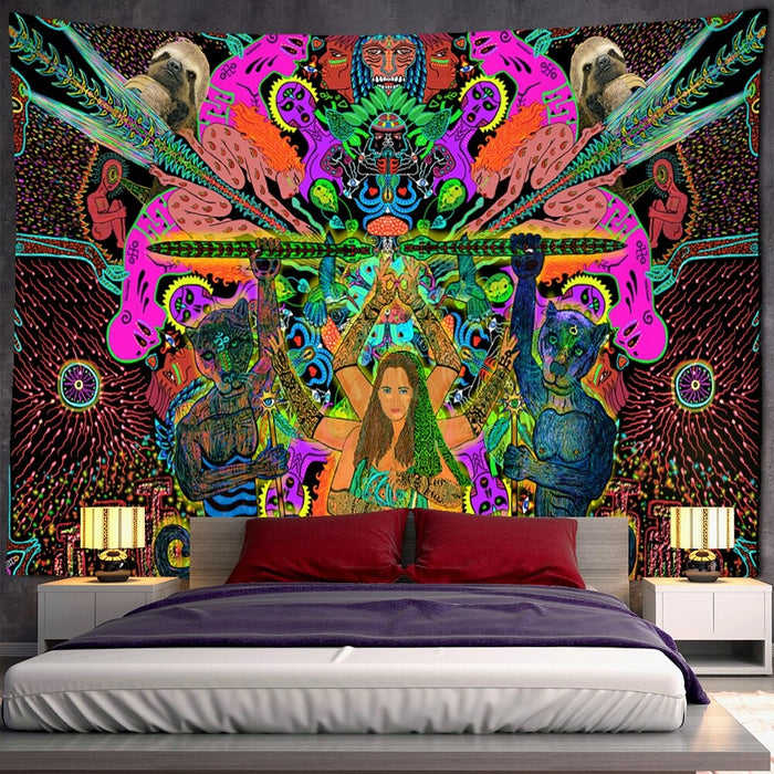 Psychedelic Human Face Tapestry Wall Hanging