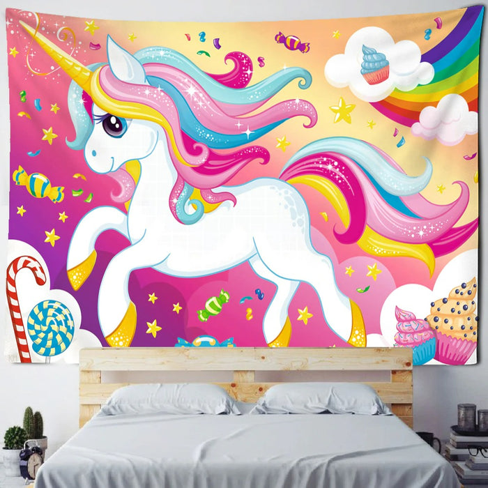 Unicorn Cartoon Tapestry Wall Hanging Tapis Cloth