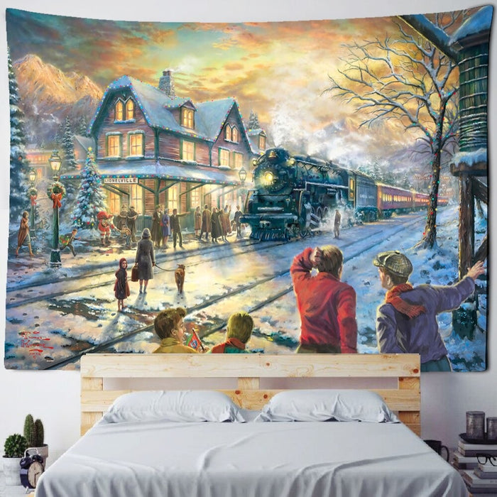 Christmas And New Year Dance Party Tapestry Wall Hanging