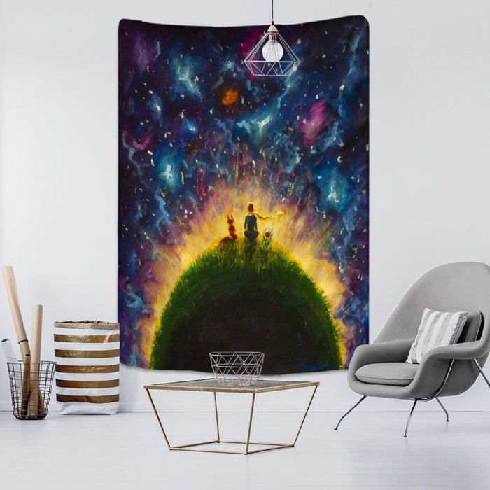 Cartoon Character Starry Sky Tapestry Wall Hanging