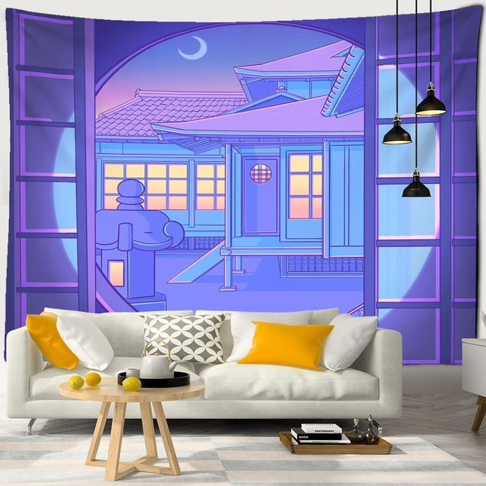 Cartoon Anime House Tapestry Wall Hanging Tapis Cloth