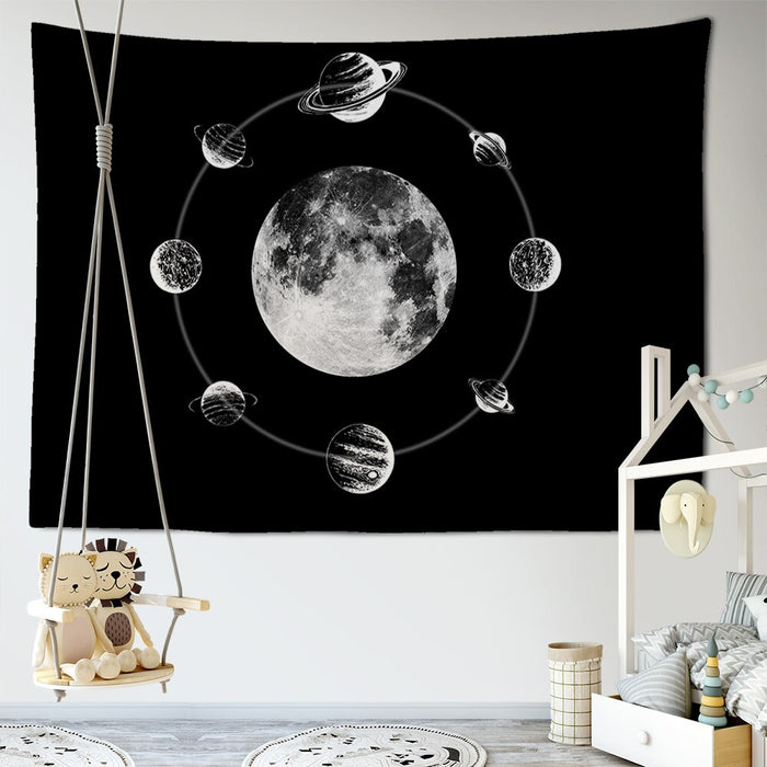 Psychedelic Moon Print Tapestry Wall Hanging Tapis Cloth