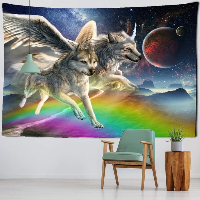 Wolf Warrior Tapestry Wall Hanging Tapis Cloth